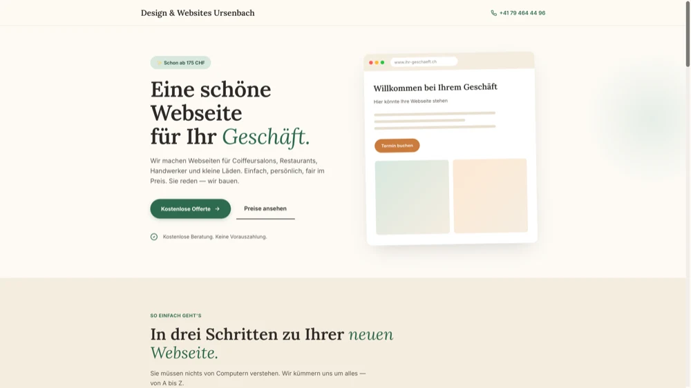 Mit Spotlight gebaute Website